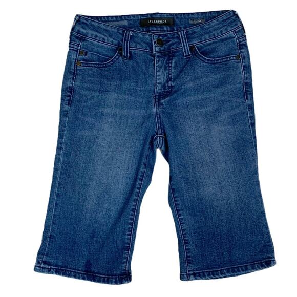 Liverpool Women's Shorts Bermuda Denim Jean 11” Inseam Medium Wash Size 0/25 - Picture 1 of 7